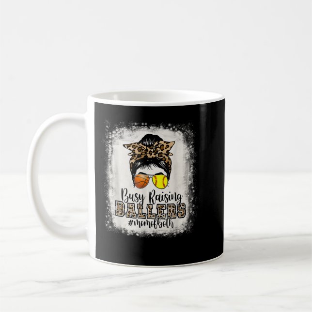 Busy Raising Ballers Mum Of Both Basketball Softba Coffee Mug (Left)