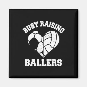 Busy Raising Ballers Soccer Volleyball Heart Mum G Magnet