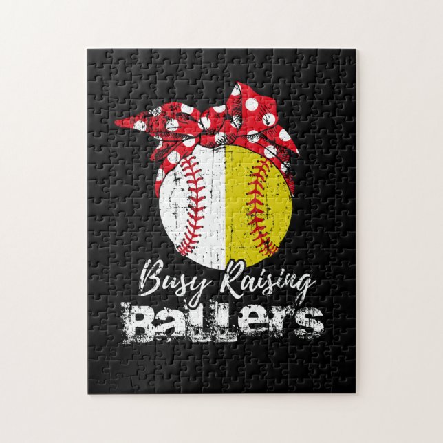 Busy Raising Ballers Softball Baseball Jigsaw Puzzle (Vertical)