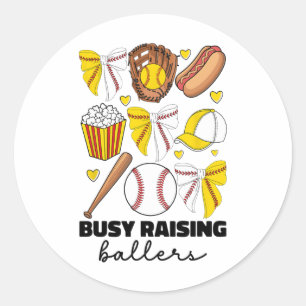 Busy Raising Byllers Bysebyll And Softbyll Mum Coq Classic Round Sticker
