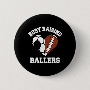 Busy Raising Byllers Soccer Footbyll Heart Mom Gam 6 Cm Round Badge