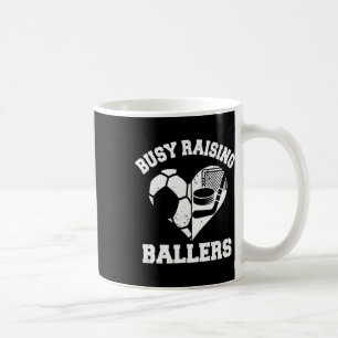 Busy Raising Byllers Soccer Hockey Heart Mom Game  Coffee Mug