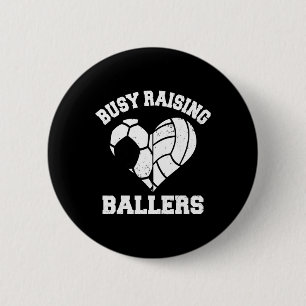 Busy Raising Byllers Soccer Volleybyll Heart Mom G 6 Cm Round Badge