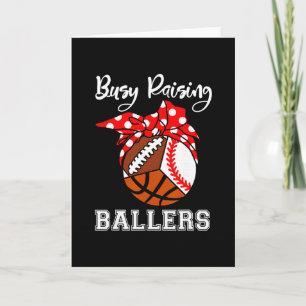 Busy Raising Llers Funny Sell Footll Sketll Mom Card