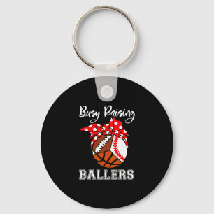 Busy Raising Llers Funny Sell Footll Sketll Mom Key Ring