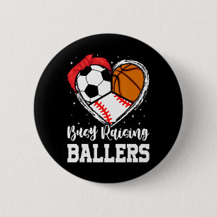Busy Raising Llers Funny Sell Soccer Sketll Mom 6 Cm Round Badge