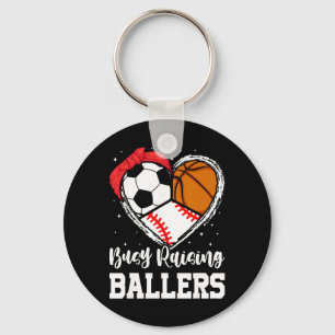 Busy Raising Llers Funny Sell Soccer Sketll Mom Key Ring