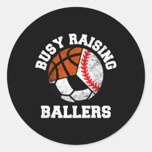 Busy Raising Llers Funny Sell Soccer Sketll Mum  Classic Round Sticker
