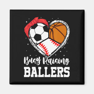 Busy Raising Llers Funny Sell Soccer Sketll Mum Magnet