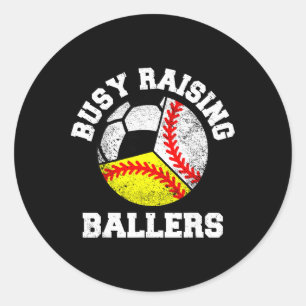 Busy Raising Llers Funny Sell Softll Soccer Mum Classic Round Sticker