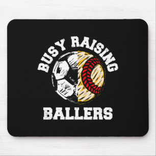 Busy Raising Llers Funny Soccer Softll Sports Mom Mouse Pad