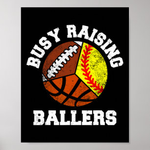 Busy Raising Llers Funny Softll Sketll Footll Mom Poster