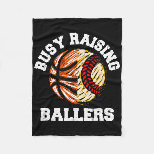 Busy Raising Llers Funny Softll Sketll Sports Mom  Fleece Blanket