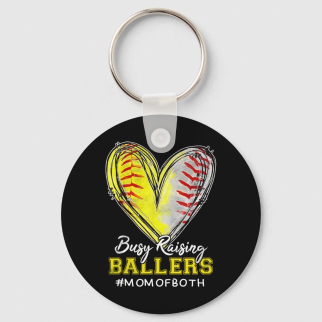 Busy Raising Llers Heart Mum Of Both Softll Sell M Key Ring (Front)