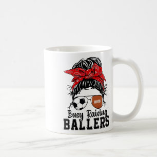 Busy Raising Llers Messy Bun Women's Sketll Soccer Coffee Mug