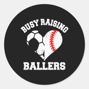 Busy Raising Llers Soccer Sell Heart Mum Game Day Classic Round Sticker