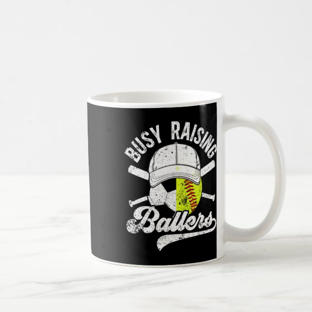 Busy Raising Llers Soccer Softll Dad Of Llers  Coffee Mug (Right)