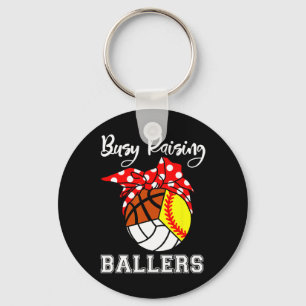 Busy Raising Llers Softll Volleyll Sketll Mom Key Ring