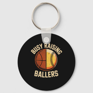 Busy Raising Llers Sports Mom Dad Sketll Softll Te Key Ring
