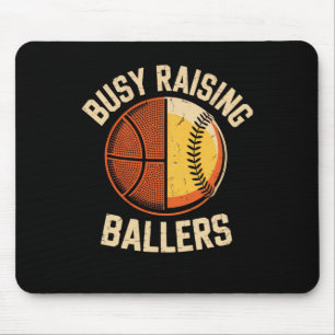 Busy Raising Llers Sports Mom Dad Sketll Softll Te Mouse Pad