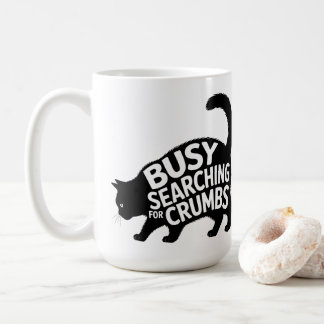 Busy Searching for Crumbs Fat Cat Diet Humour Coffee Mug