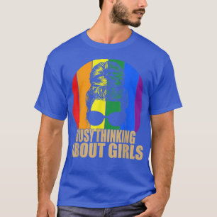 Busy Thinking about Girls Rainbow Flag Lesbian Vin T-Shirt