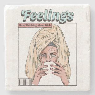 Busy Thinking About Girls Stone Coaster