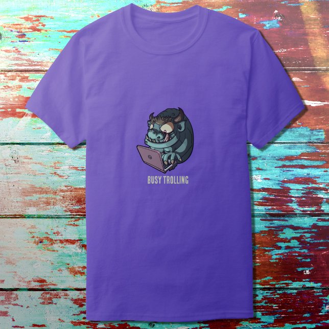 Busy Trolling Internet Troll Laptop Cartoon T-Shirt (Creator Uploaded)
