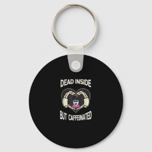 But Caffeinated Coffee Skeleton Hands Heart Key Ring