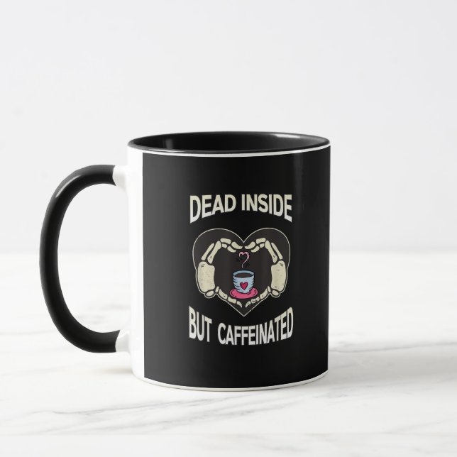 But Caffeinated Coffee Skeleton Hands Heart Mug (Left)