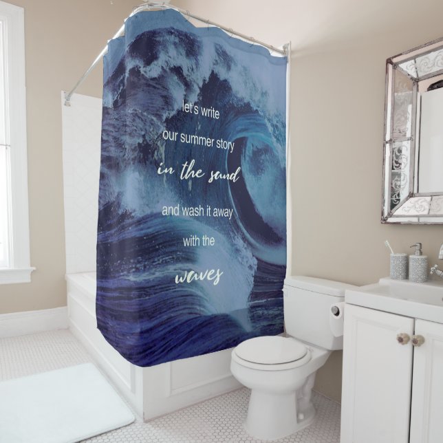 but came the waves and washed it away tapestry shower curtain (In Situ)