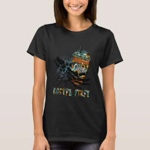 But Coffee First Skull Hand Coffee Drinking Caffei T-Shirt