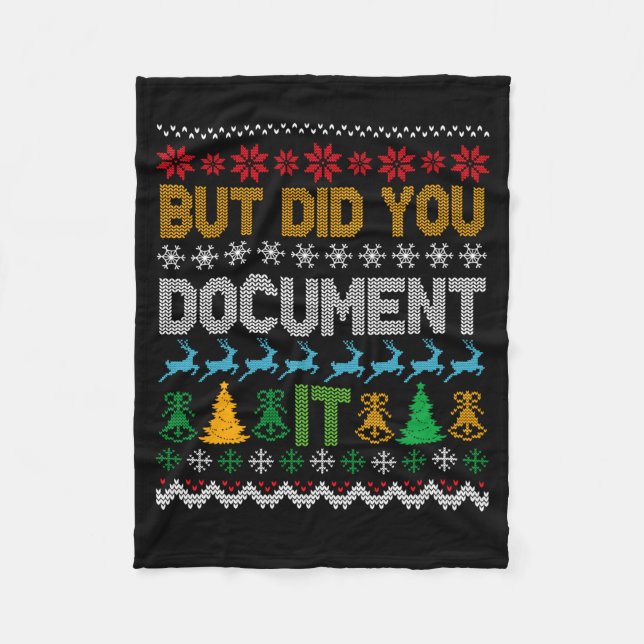 But Did You Doent It Ugly Funny Christmas Sweater  Fleece Blanket (Front)