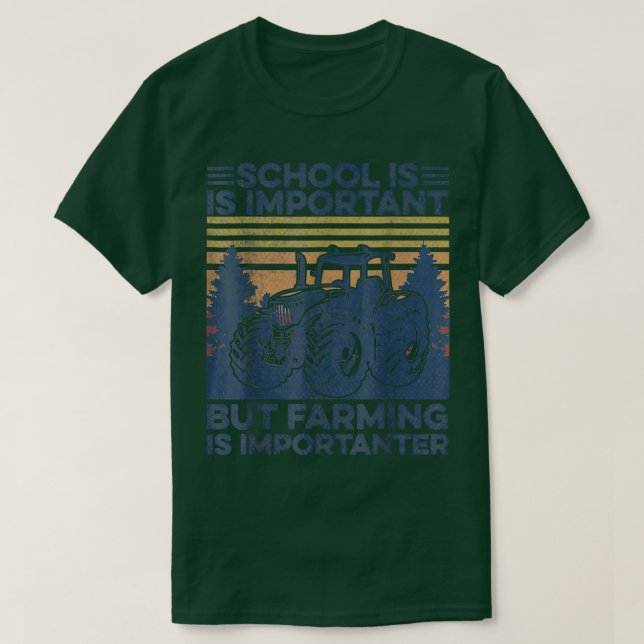 But Farming is Importanter Farmer Tractor  T-Shirt (Design Front)