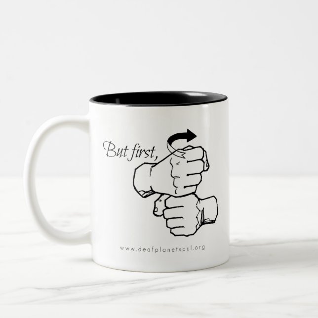 But First [ASL] Coffee Two-Tone Coffee Mug (Left)
