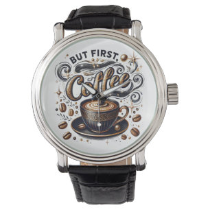 But First Coffee Art - Stylish Gold Design Watch