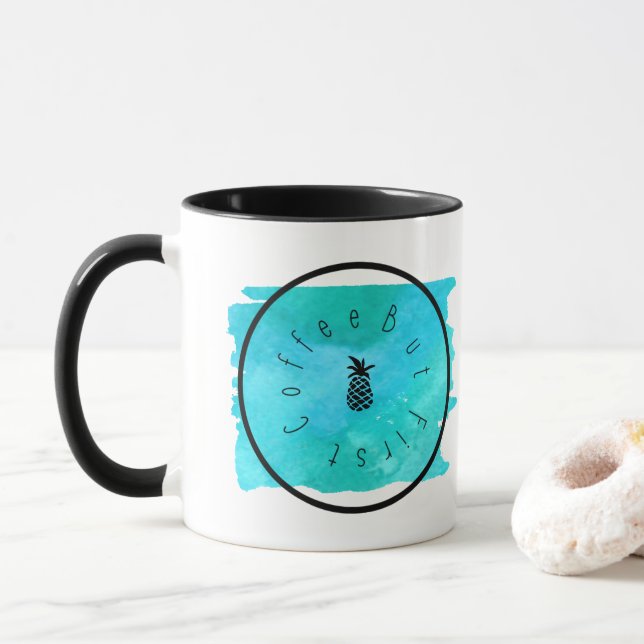 But First Coffee Blue Design Mug (With Donut)