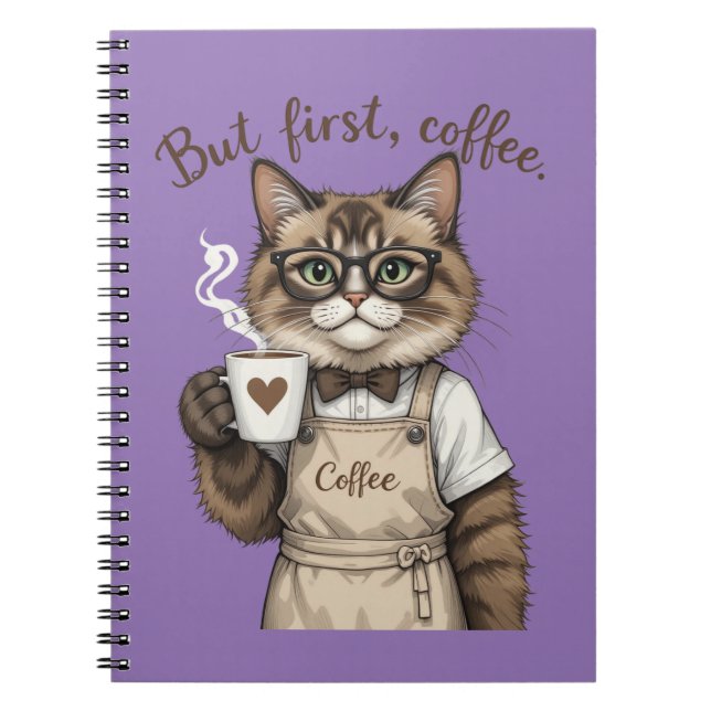 But First, Coffee Cat Notebook (Front)