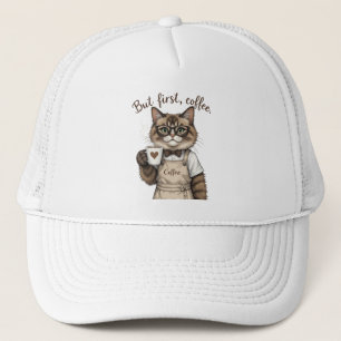 But First, Coffee Cat Trucker Hat