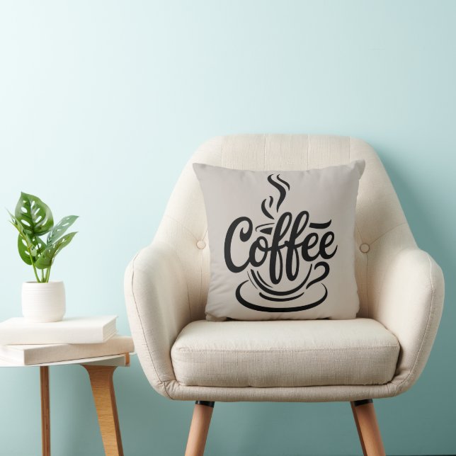 But First Coffee | Chic Modern Script Typography D Cushion (Chair)
