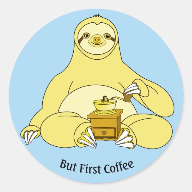 But First Coffee Classic Round Sticker (Front)