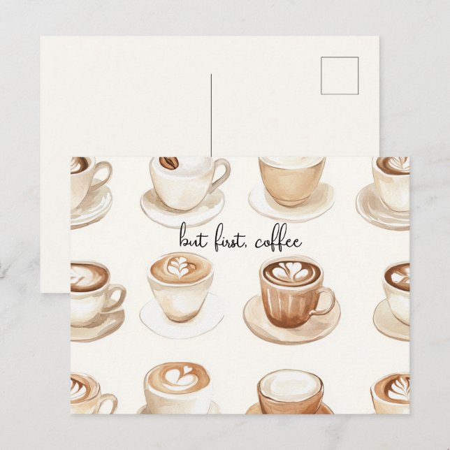 But First, Coffee Cups Postcard (Front/Back)