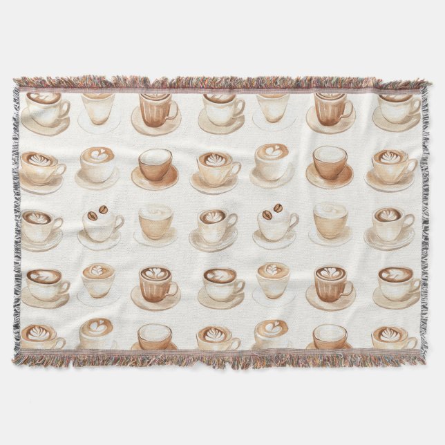 But First, Coffee Cups Throw Blanket (Front)