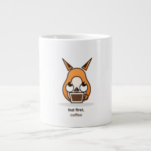 But First Coffee Cute Fox Coffee Lover Humour Large Coffee Mug