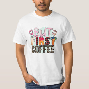 But First Coffee Cute Leopard Plaid Graphic Tee
