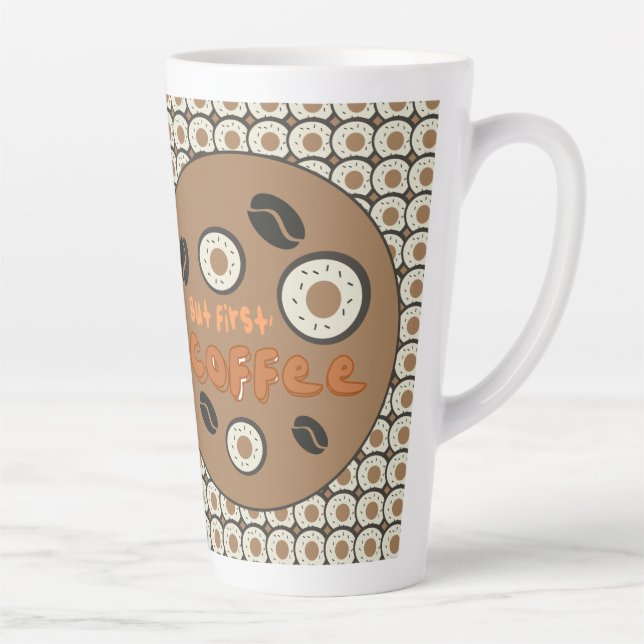 But First Coffee Frosted Doughnuts Brown  Latte Mug (Right)