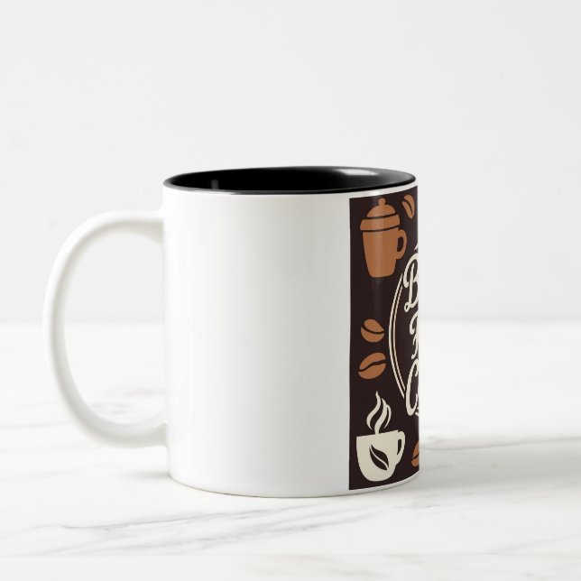 "But First, Coffee" - Fuel Your Day Two-Tone Coffee Mug (Left)