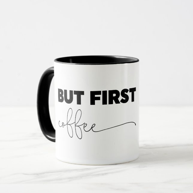 But First Coffee Typography Mug (Front Left)