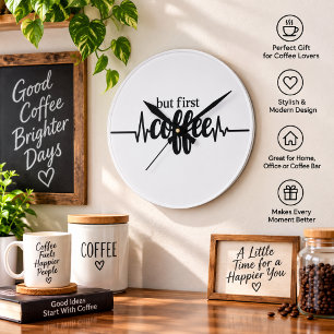 But First Coffee Wall Clock for Coffee Lovers
