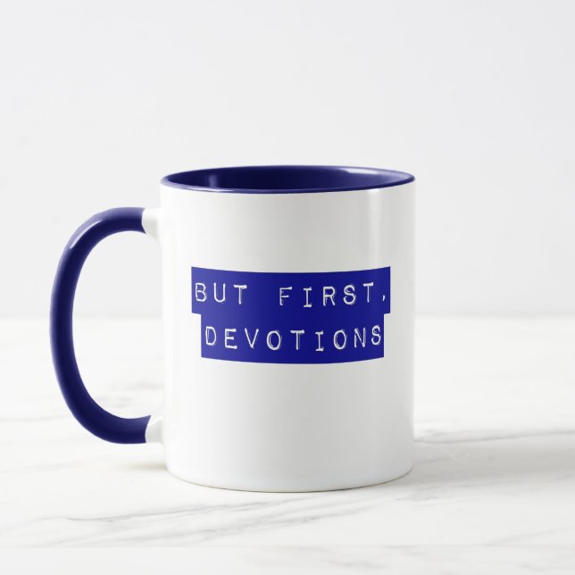 But First, Devotions Blue Mug (Left)